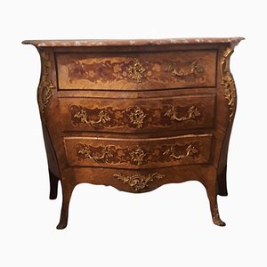 French Louis XV Bombe Chest of Drawers with Marble Top-TCS-1194141