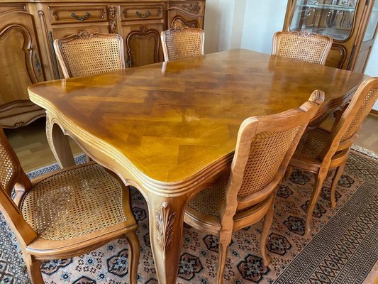 French Louis XV Dining Room Set, 1960s, Set of 9-GQM-1279342