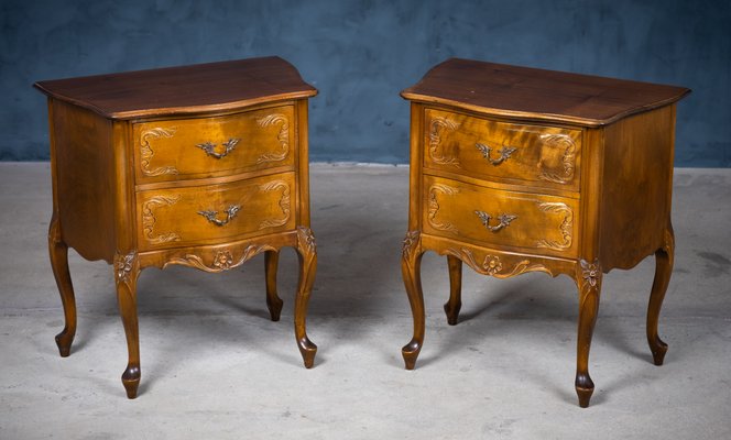 French Louis XV Style Bedside Tables, 20th Century, Set of 2-ZGQ-1196094