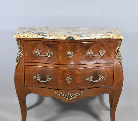 French Louis XV Style Bombe Commode in Walnut, 1890s-CTD-1748786