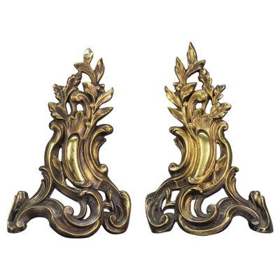 French Louis XV Style Bronze and Iron Firedogs, Set of 2-KEG-1119248