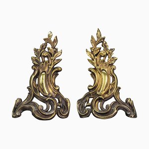 French Louis XV Style Bronze and Iron Firedogs, Set of 2-KEG-1119248