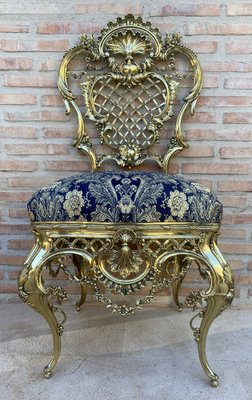 French Louis XV Style Bronze Side Chair, 1930-NOU-1788959