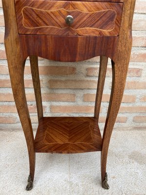 French Louis XV Style Nightstands in Walnut and Marquetry, Set of 2-NOU-1185256