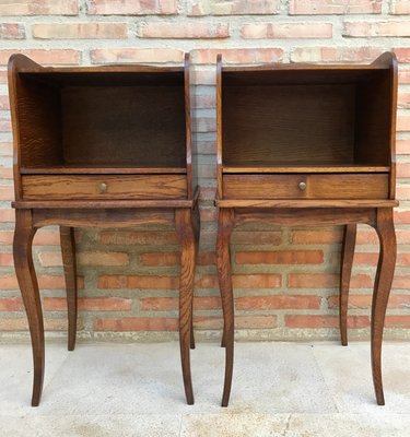 French Louis XV Style Nightstands in Walnut with Drawer and Open Self, 1960s, Set of 2-NOU-1348001