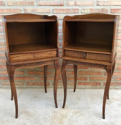 French Louis XV Style Nightstands in Walnut with Drawer and Open Self, 1960s, Set of 2-NOU-1348001