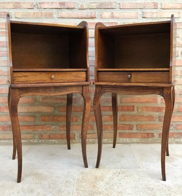 French Louis XV Style Nightstands in Walnut with Drawer and Open Self, 1960s, Set of 2-NOU-1348001