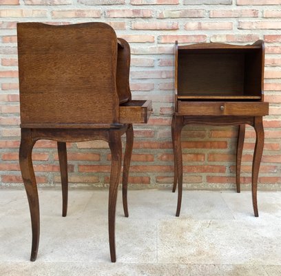 French Louis XV Style Nightstands in Walnut with Drawer and Open Self, 1960s, Set of 2-NOU-1348001