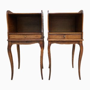 French Louis XV Style Nightstands in Walnut with Drawer and Open Self, 1960s, Set of 2-NOU-1348001