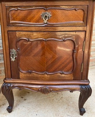 French Louis XV Style Walnut & Marquetry Bedside Tables, Set of 2-NOU-1210444