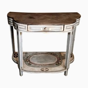 French Louis XV Style Wood Console Table with White Matte Lacquer Finish, 1770s-QRS-1384459