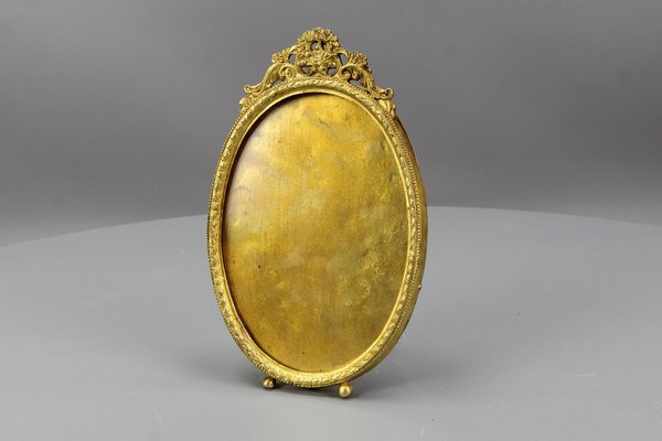 French Louis XVI Bronze Oval Desktop Picture Frame, 1900s-KEG-1672962