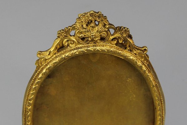 French Louis XVI Bronze Oval Desktop Picture Frame, 1900s-KEG-1672962