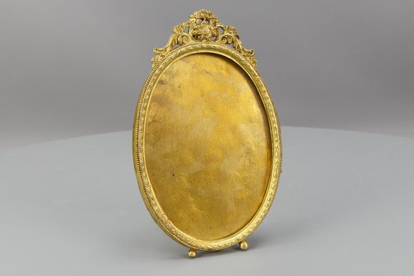 French Louis XVI Bronze Oval Desktop Picture Frame, 1900s-KEG-1672962