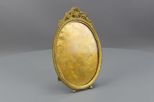 French Louis XVI Bronze Oval Desktop Picture Frame, 1900s-KEG-1672962