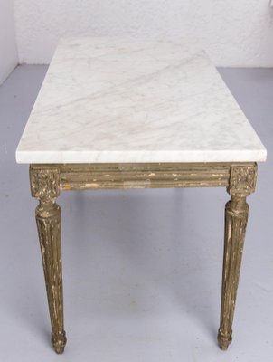 French Louis XVI Painted Wood and Marble Top Coffee Table-RIU-1770665