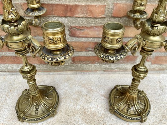 French Louis XVI Style 4-Light Candelabras in Gilt Bronze, Set of 2-NOU-1314828