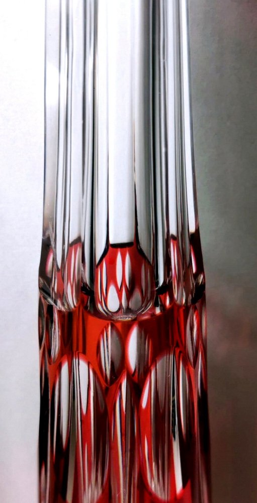 French Louis XVI Style Bottle in Hand-Cut & Ground Red Crystal