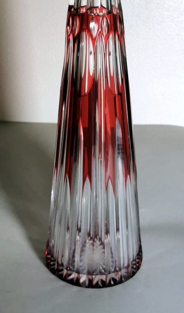 French Louis XVI Style Bottle in Hand-Cut & Ground Red Crystal