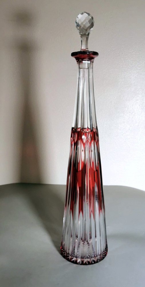 French Louis XVI Style Bottle in Hand-Cut & Ground Red Crystal