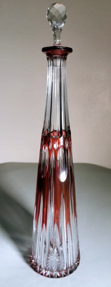 French Louis XVI Style Bottle in Hand-Cut & Ground Red Crystal