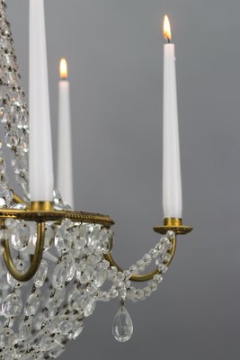 French Louis XVI Style Brass and Crystal Basket 9-Light Chandelier-KEG-1192989