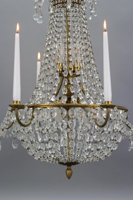 French Louis XVI Style Brass and Crystal Basket 9-Light Chandelier-KEG-1192989