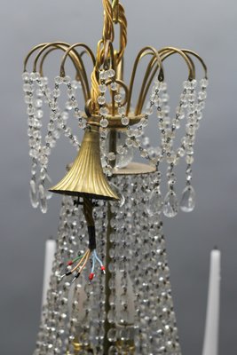 French Louis XVI Style Brass and Crystal Basket 9-Light Chandelier-KEG-1192989