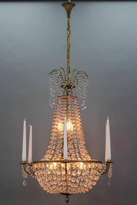 French Louis XVI Style Brass and Crystal Basket 9-Light Chandelier-KEG-1192989