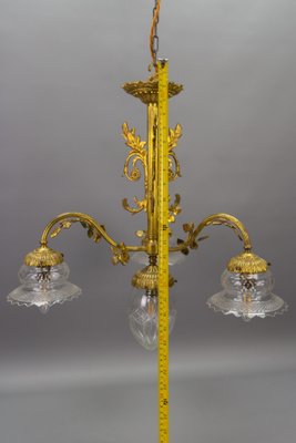 French Louis XVI Style Bronze and Clear Cut Glass Four-Light Chandelier, 1920s-KEG-1803435