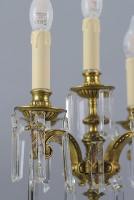 French Louis XVI Style Bronze and Crystal Candelabra Table Lamps, Set of 2-KEG-1179941