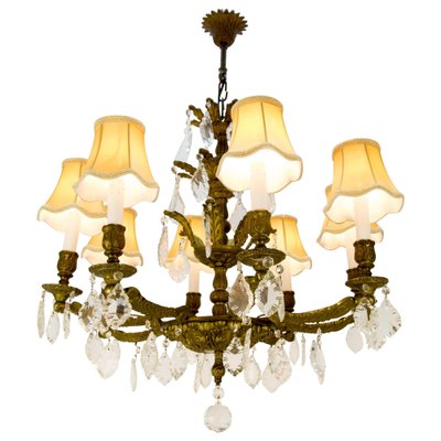 French Louis XVI Style Bronze and Crystal Eight-Light Chandelier-KEG-1139915