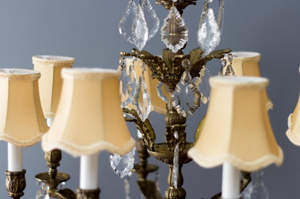 French Louis XVI Style Bronze and Crystal Eight-Light Chandelier-KEG-1139915