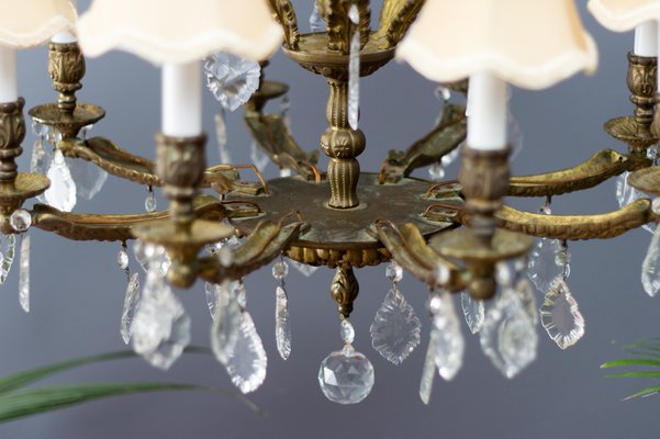 French Louis XVI Style Bronze and Crystal Eight-Light Chandelier-KEG-1139915