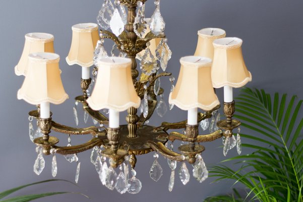 French Louis XVI Style Bronze and Crystal Eight-Light Chandelier-KEG-1139915