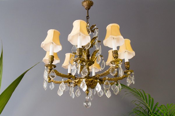 French Louis XVI Style Bronze and Crystal Eight-Light Chandelier-KEG-1139915