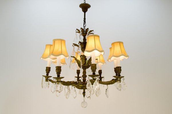 French Louis XVI Style Bronze and Crystal Eight-Light Chandelier-KEG-1139915