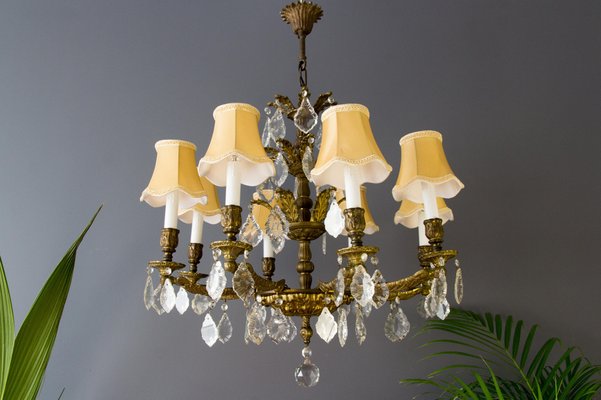 French Louis XVI Style Bronze and Crystal Eight-Light Chandelier-KEG-1139915