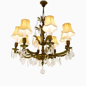 French Louis XVI Style Bronze and Crystal Eight-Light Chandelier-KEG-1139915