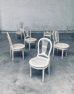 French Louis XVI Style Dining Chairs, 1940s, Set of 6-RQV-2033226