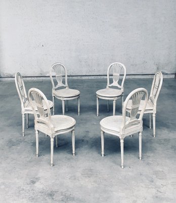 French Louis XVI Style Dining Chairs, 1940s, Set of 6-RQV-2033226