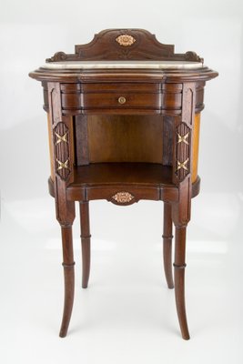 French Louis XVI Style Nightstand with Marble Top and Brass Mounts-KEG-1086565