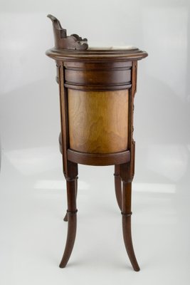 French Louis XVI Style Nightstand with Marble Top and Brass Mounts-KEG-1086565