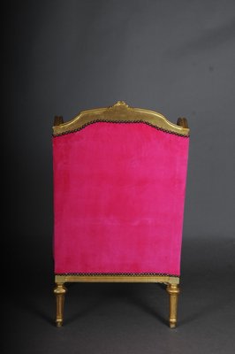 French Louis XVI Wing Chair in Pink Velvet Fabric-FLW-1401791