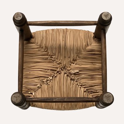 French Low Rush Straw Accent Chair in the Style of Charles Dudouyt-BHG-1137357