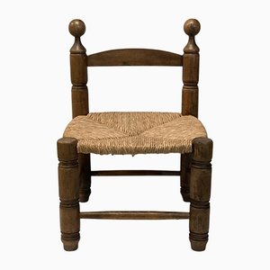 French Low Rush Straw Accent Chair in the Style of Charles Dudouyt-BHG-1137357