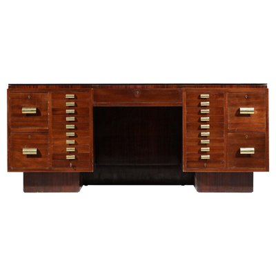 French Mahogany Desk in Style of Dupré Lafon, 1940s-YU-974120