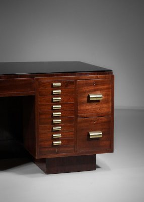 French Mahogany Desk in Style of Dupré Lafon, 1940s-YU-974120