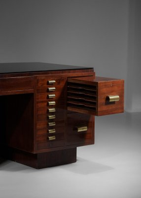 French Mahogany Desk in Style of Dupré Lafon, 1940s-YU-974120