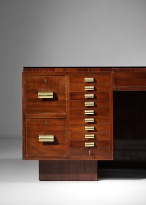 French Mahogany Desk in Style of Dupré Lafon, 1940s-YU-974120